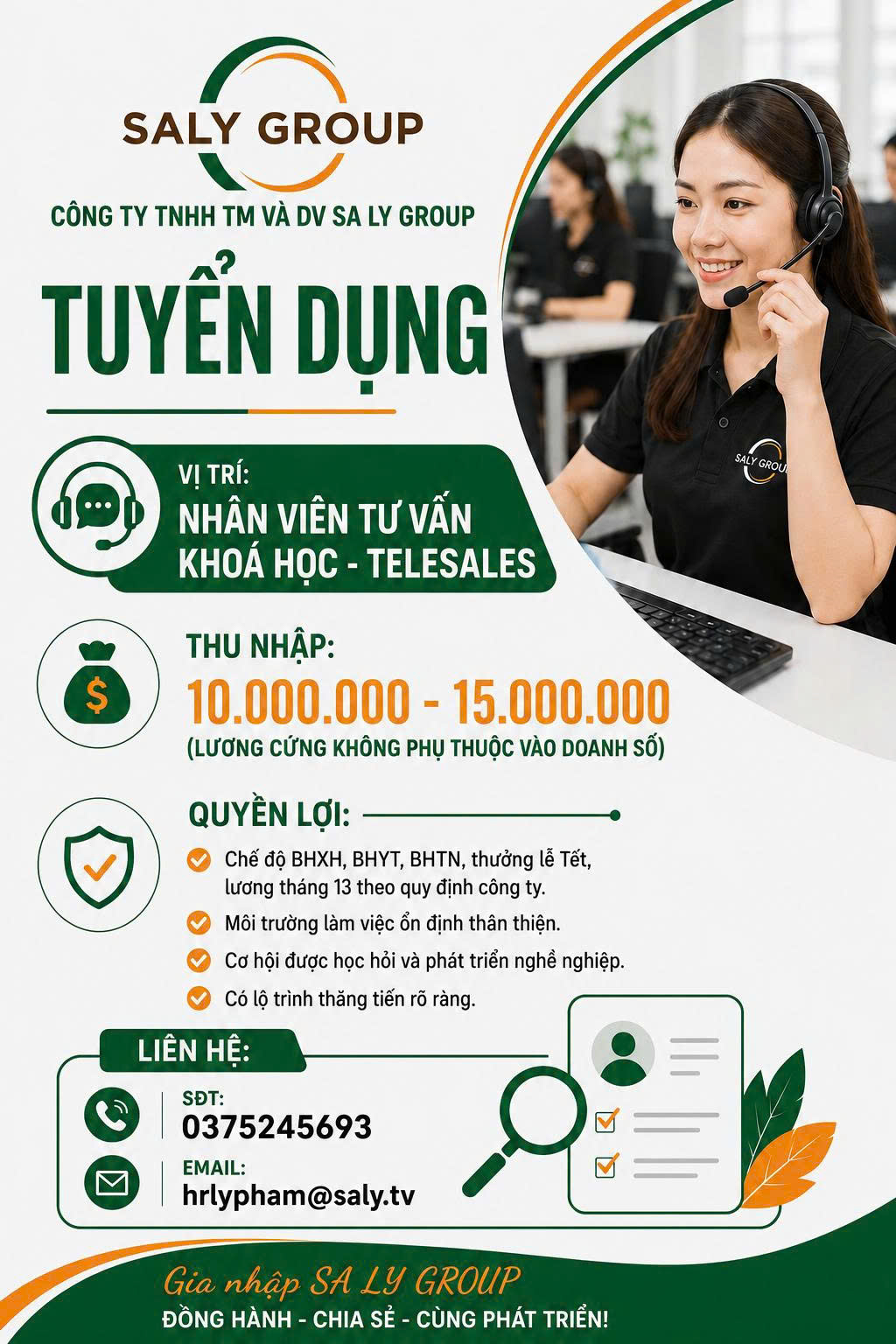 Tuyển dụng nhân viên tư vấn khóa học - Telesales